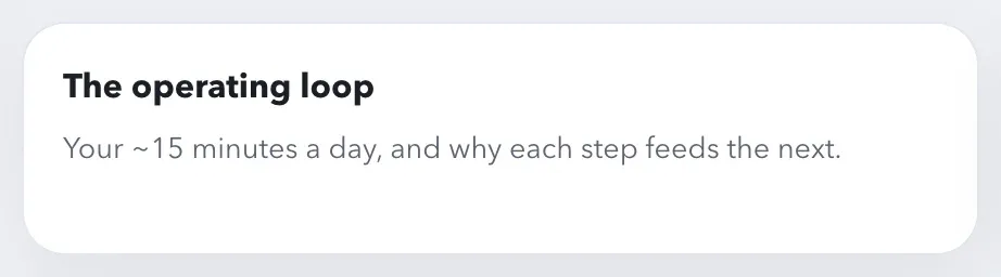 The in-app guides list